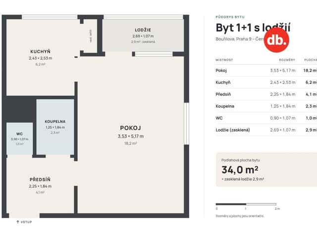 Prodej bytu 1+1 34 m2, Bouřilova, Praha 9 – Černý Most