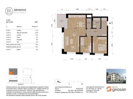 Prodej bytu, 3+kk, 76 m², Benkova, Praha 4 – Chodov