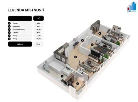 Prodej bytu, 3+kk, 76 m², Plzeňská, Chotěšov, okres Plzeň-jih