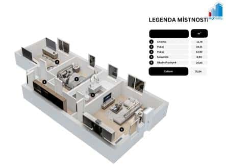 Prodej bytu, 3+kk, 76 m², Plzeňská, Chotěšov, okres Plzeň-jih