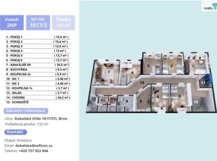 Pronájem bytu, atypický, 132 m², Dukelská třída, Brno – Brno-sever, okres Brno-město