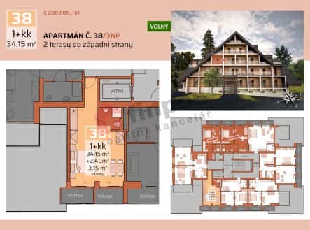 Prodej bytu, 1+kk, 34 m², Štěpanická Lhota, Benecko, okres Semily