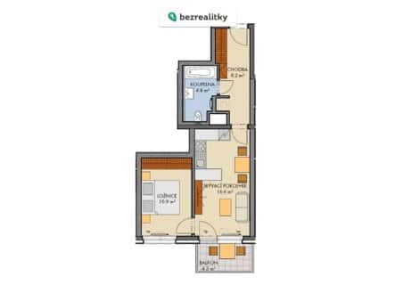 Prodej bytu, 2+kk, 43 m², Honzíkova, Praha 10 – Dolní Měcholupy