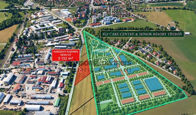 Prodej komerčního pozemku 5 132 m², Pražská, Třeboň – Třeboň II, okres Jindřichův Hradec