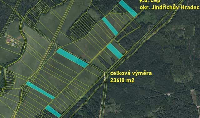 Prodej pole 23 618 m², Cep, okres Jindřichův Hradec