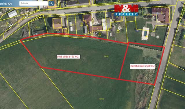 Prodej stavebního pozemku 2 500 m², Újezd u Přelouče, okres Pardubice