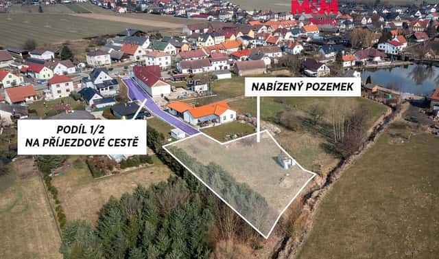 Prodej stavebního pozemku 1 640 m², Volduchy, okres Rokycany