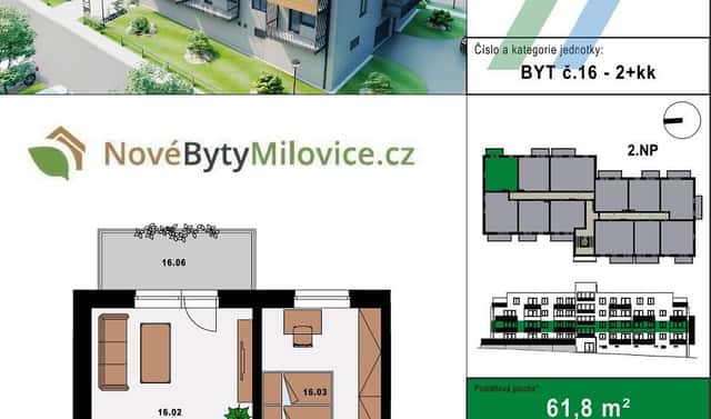 Prodej bytu 2+kk 57 m², Sportovní, Milovice – Mladá, okres Nymburk