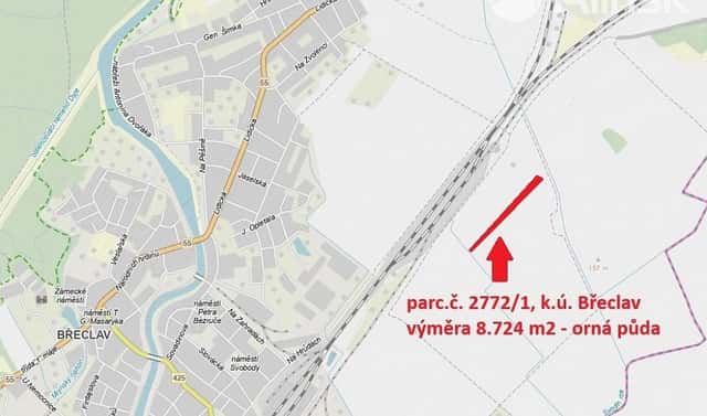 Prodej pole 8 724 m², Břeclav