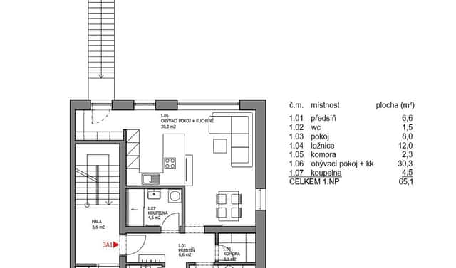Prodej bytu 3+kk 65 m², Dolní, Písek – Hradiště