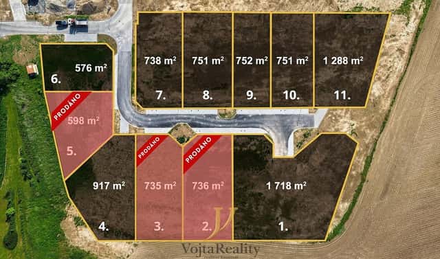 Prodej stavebního pozemku 752 m², Komárov, okres Olomouc