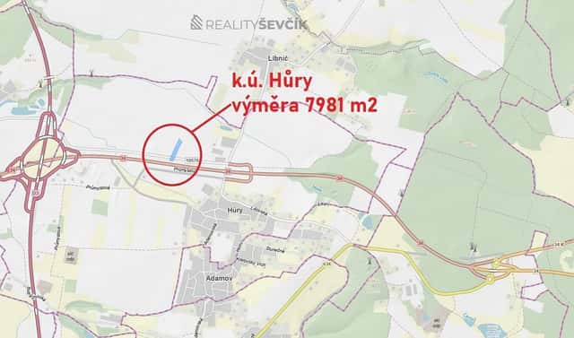 Prodej komerčního pozemku 7 981 m², Hůry, okres České Budějovice