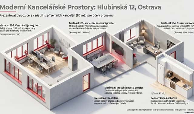 Pronájem kanceláře 65 m², Hlubinská, Ostrava – Moravská Ostrava, okres Ostrava-město