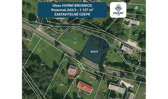 Prodej stavebního pozemku 1 127 m², Horní Brusnice, okres Trutnov
