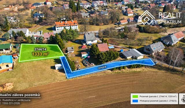 Prodej stavebního pozemku 1 333 m², Rudoltice, okres Ústí nad Orlicí