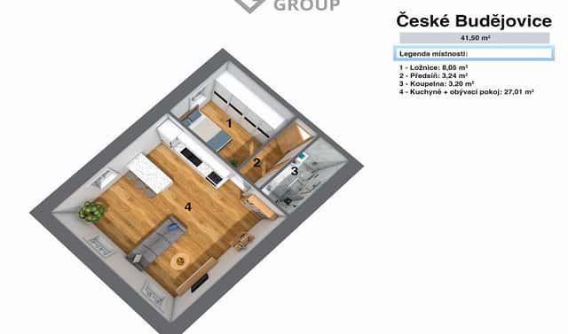 Prodej bytu 2+kk 41 m², České Budějovice