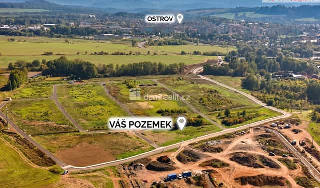 Prodej stavebního pozemku 550 m², Ostrov – Kfely, okres Karlovy Vary
