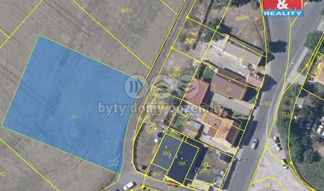 Prodej stavebního pozemku 2 167 m², Hrušovany, okres Chomutov