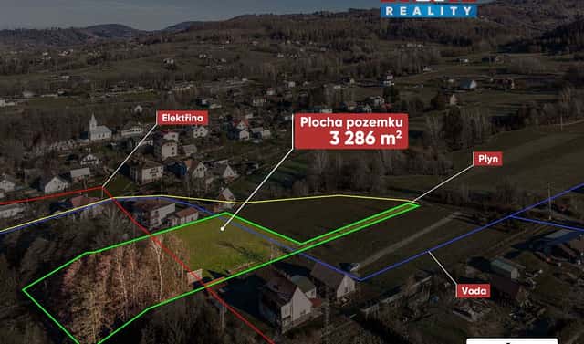 Prodej stavebního pozemku 3 286 m², Hrádek, okres Frýdek-Místek