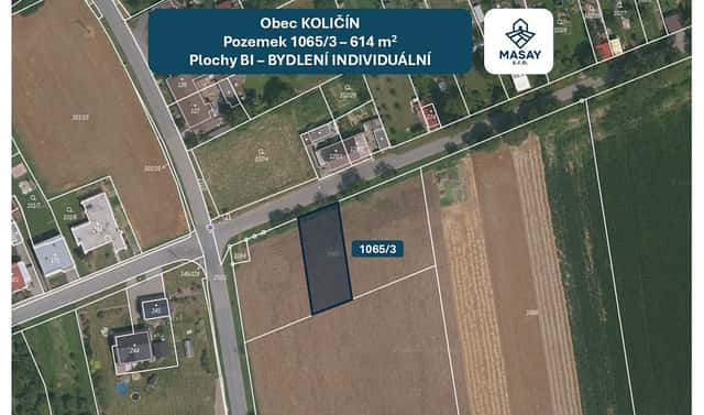 Prodej stavebního pozemku 614 m², Holešov – Količín, okres Kroměříž