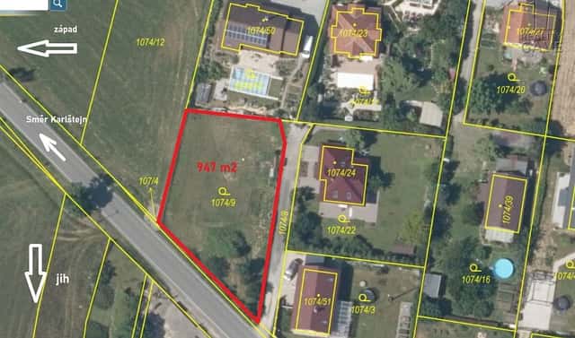 Prodej stavebního pozemku 947 m², Hlásná Třebaň, okres Beroun