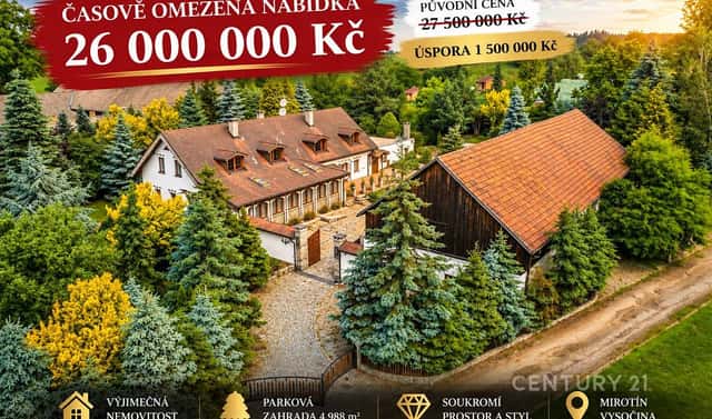 Prodej domu 663 m² s pozemkem 4 988 m², Mnich – Mirotín, okres Pelhřimov