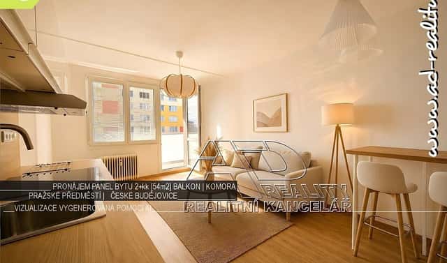 Pronájem bytu 2+kk 49 m², Budivojova, České Budějovice