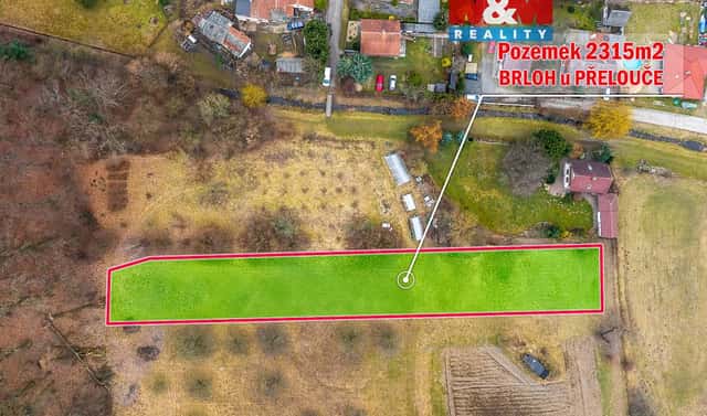 Prodej stavebního pozemku 2 315 m², Brloh, okres Pardubice