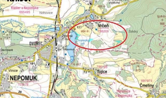 Prodej pole 19 430 m², Vrčeň, okres Plzeň-jih