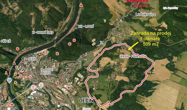 Prodej zahrady 509 m², Děčín – Děčín XXVIII-Folknáře