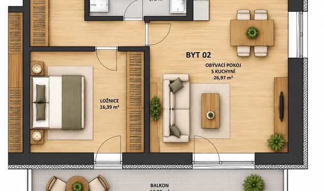 Prodej bytu 2+kk 49 m², Havlíčkův Brod