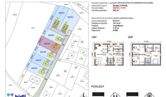Prodej stavebního pozemku 933 m², Záryby, okres Praha-východ