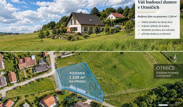 Prodej stavebního pozemku 1 239 m², Otmíče, okres Beroun
