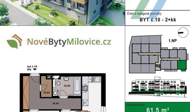 Prodej bytu 2+kk 57 m², Sportovní, Milovice – Mladá, okres Nymburk