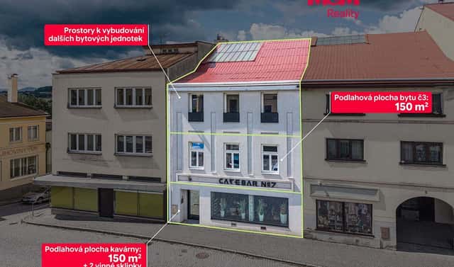 Prodej nájemního domu, činžáku 350 m², náměstí J. A. Komenského, Brušperk, okres Frýdek-Místek
