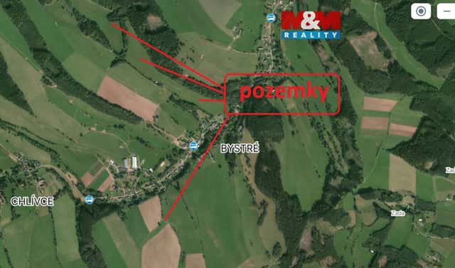Prodej louky 121 606 m², Stárkov – Bystré, okres Náchod