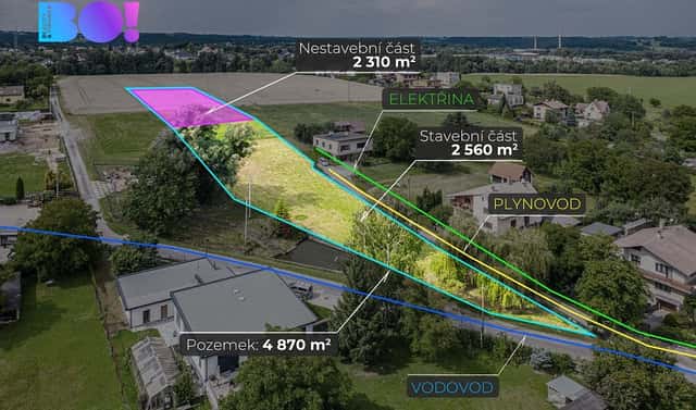 Prodej stavebního pozemku 2 560 m², Třinec, okres Frýdek-Místek