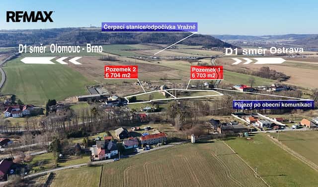 Prodej komerčního pozemku 13 407 m², Vražné, okres Nový Jičín