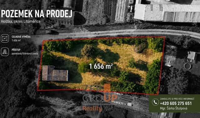 Prodej stavebního pozemku 1 656 m², Hoštka, okres Litoměřice
