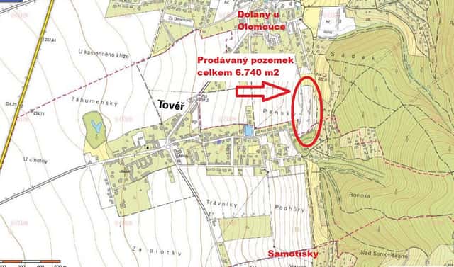 Prodej stavebního pozemku 6 740 m², Tovéř, okres Olomouc