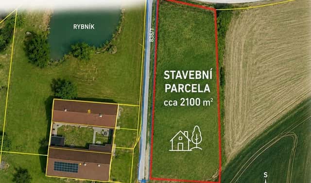 Prodej stavebního pozemku 2 100 m², Příbraz, okres Jindřichův Hradec