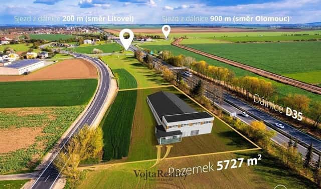 Prodej komerčního pozemku 5 727 m², Litovel – Unčovice, okres Olomouc