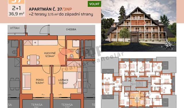Prodej bytu 2+1 37 m², Benecko – Štěpanická Lhota, okres Semily