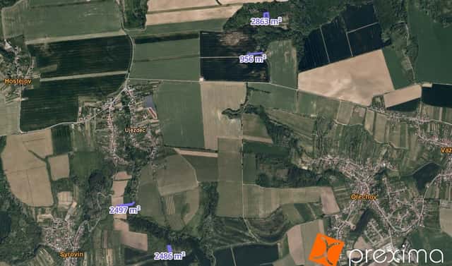 Prodej pozemku 2 615 m², Újezdec, okres Uherské Hradiště