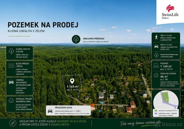 Prodej stavebního pozemku 1165 m2 Výsluní, Plzeň, okres Plzeň-město