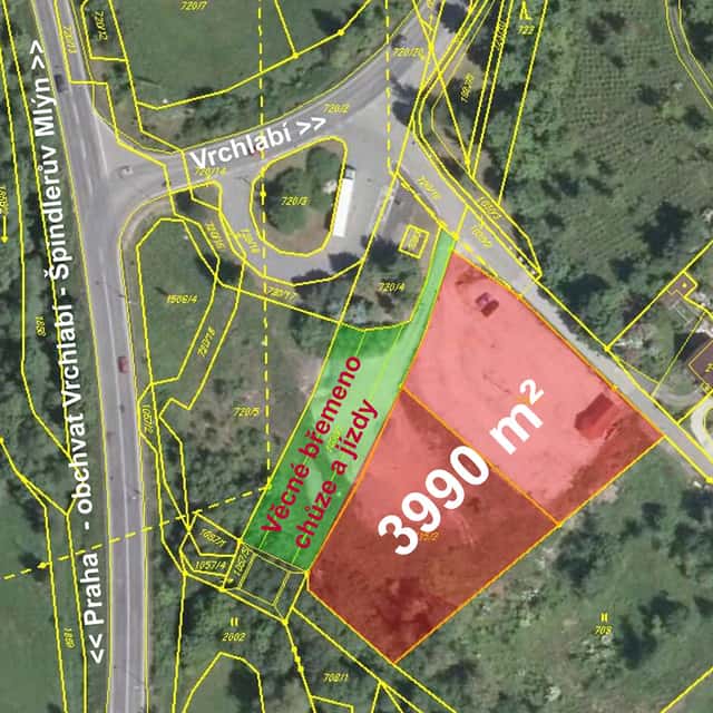 Pronájem komerčního pozemku ve Vrchlabí 4000m2 7,-/m2, okres Trutnov
