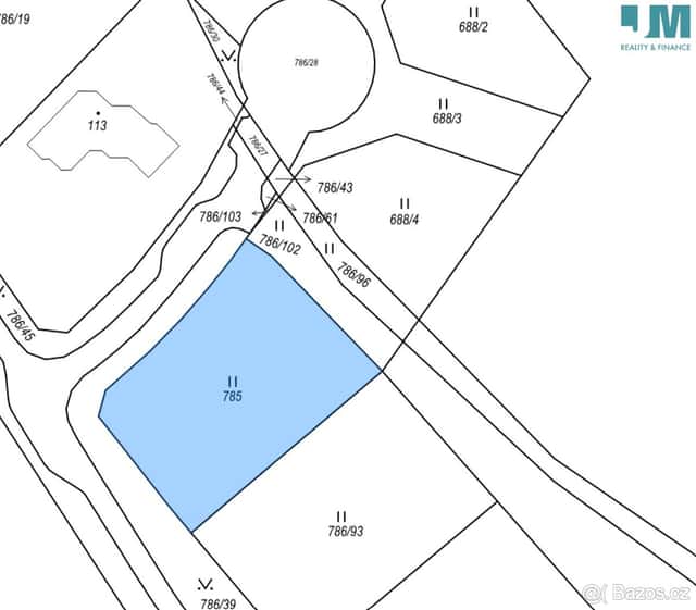 Prodej stavebního pozemku 1064 m² , Třebíč - Račerovice, okres Třebíč
