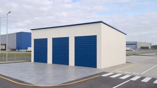 Plechová hala 12×6 x 3,5m – bílá/ modrá „VULKAN“, okres Domažlice
