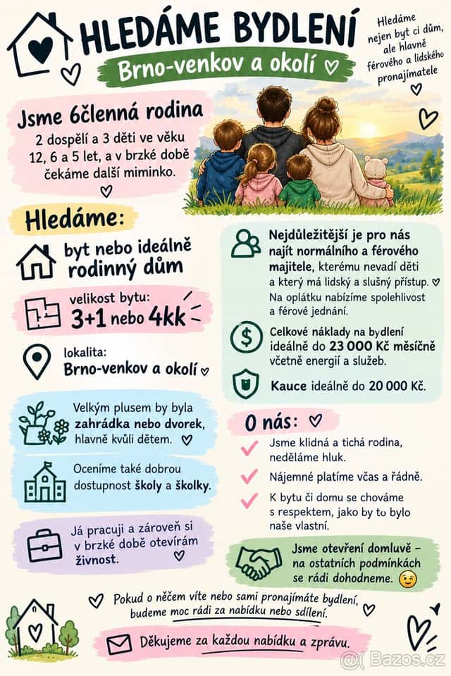 Hledáme podnajem, Brno venkov, okres Brno-venkov