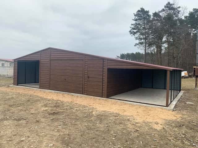 Plechová garáž 9x6 + přístřešek 2 m, okres Svitavy